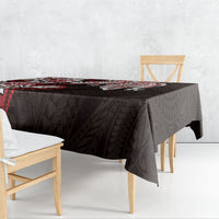 Monstera Plumeria Flowers Red Tablecloth Polynesian Pattern