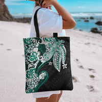 Monstera Plumeria Flowers Teal Tote Bag Polynesian Pattern LT01 - Polynesian Pride