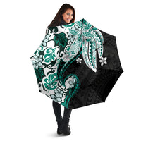 Monstera Plumeria Flowers Teal Umbrella Polynesian Pattern LT01 - Polynesian Pride