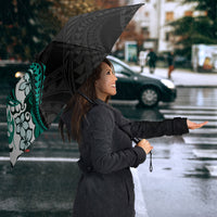 Monstera Plumeria Flowers Teal Umbrella Polynesian Pattern LT01 - Polynesian Pride