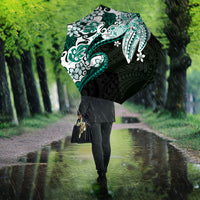 Monstera Plumeria Flowers Teal Umbrella Polynesian Pattern LT01 - Polynesian Pride