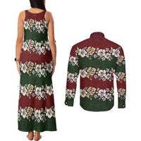 Hawaiian Hibiscus Christmas Color Couples Matching Tank Maxi Dress and Long Sleeve Button Shirt Unique