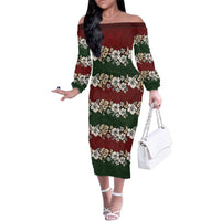 Hawaiian Hibiscus Christmas Color Family Matching Off The Shoulder Long Sleeve Dress and Hawaiian Shirt Unique
