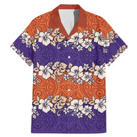Hawaiian Hibiscus Family Matching Mermaid Dress and Hawaiian Shirt Orange and Purple Unique