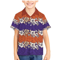 Hawaiian Hibiscus Family Matching Mermaid Dress and Hawaiian Shirt Orange and Purple Unique