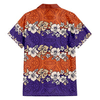 Hawaiian Hibiscus Family Matching Summer Maxi Dress and Hawaiian Shirt Orange and Purple Unique