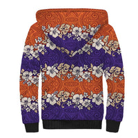 Hawaiian Hibiscus Sherpa Hoodie Orange and Purple Unique
