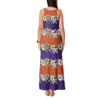 Hawaiian Hibiscus Tank Maxi Dress Orange and Purple Unique
