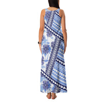 Hawaii Quilt Family Matching Tank Maxi Dress and Hawaiian Shirt Kakau Polynesian Pattern Blue Version LT01 - Polynesian Pride