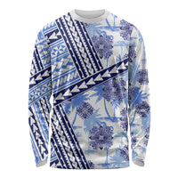 Hawaii Quilt Long Sleeve Shirt Kakau Polynesian Pattern Blue Version LT01 Unisex Blue - Polynesian Pride