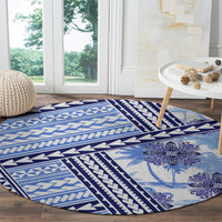 Hawaii Quilt Round Carpet Kakau Polynesian Pattern Blue Version LT01 - Polynesian Pride