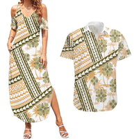 Hawaii Quilt Couples Matching Summer Maxi Dress and Hawaiian Shirt Kakau Polynesian Pattern Gold Version LT01 Gold - Polynesian Pride