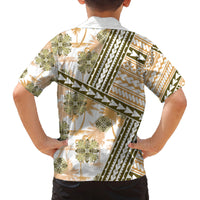 Hawaii Quilt Family Matching Tank Maxi Dress and Hawaiian Shirt Kakau Polynesian Pattern Gold Version LT01 - Polynesian Pride