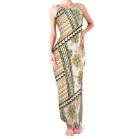 Hawaii Quilt Family Matching Tank Maxi Dress and Hawaiian Shirt Kakau Polynesian Pattern Gold Version LT01 Mom's Dress Gold - Polynesian Pride