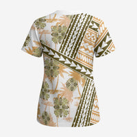 Hawaii Quilt Scrub Top Kakau Polynesian Pattern Gold Version - Polynesian Pride