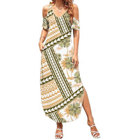 Hawaii Quilt Summer Maxi Dress Kakau Polynesian Pattern Gold Version LT01 Women Gold - Polynesian Pride