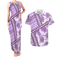 Hawaii Quilt Couples Matching Tank Maxi Dress and Hawaiian Shirt Kakau Polynesian Pattern Lilac Version LT01 Purple - Polynesian Pride