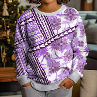 Hawaii Quilt Kid Ugly Christmas Sweater Kakau Polynesian Pattern Lilac Version LT01 - Polynesian Pride