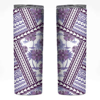 Hawaii Quilt Skinny Tumbler Kakau Polynesian Pattern Lilac Version