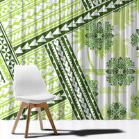 Hawaii Quilt Window Curtain Kakau Polynesian Pattern Olive Green Version LT01 - Polynesian Pride