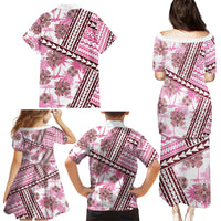 Hawaii Quilt Family Matching Puletasi Dress and Hawaiian Shirt Kakau Polynesian Pattern Mauve Pink Version LT01 - Polynesian Pride
