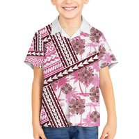 Hawaii Quilt Family Matching Tank Maxi Dress and Hawaiian Shirt Kakau Polynesian Pattern Mauve Pink Version LT01 Son's Shirt Pink - Polynesian Pride
