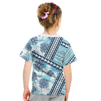 Hawaii Quilt Kid T Shirt Kakau Polynesian Pattern Sky Blue Version LT01 - Polynesian Pride