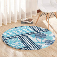 Hawaii Quilt Round Carpet Kakau Polynesian Pattern Sky Blue Version LT01 - Polynesian Pride