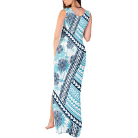 Hawaii Quilt Tank Maxi Dress Kakau Polynesian Pattern Sky Blue Version LT01 - Polynesian Pride