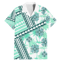 Hawaii Quilt Family Matching Mermaid Dress and Hawaiian Shirt Kakau Polynesian Pattern Teal Version LT01 Dad's Shirt - Short Sleeve Teal - Polynesian Pride