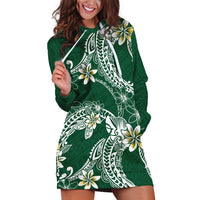 Polynesian Hawaiian Plumeria Tribal Pattern Hoodie Dress Green Version LT01 Green - Polynesian Pride