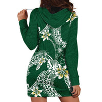 Polynesian Hawaiian Plumeria Tribal Pattern Hoodie Dress Green Version LT01 - Polynesian Pride