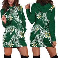 Polynesian Hawaiian Plumeria Tribal Pattern Hoodie Dress Green Version LT01 - Polynesian Pride
