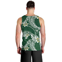 Polynesian Hawaiian Plumeria Tribal Pattern Men Tank Top Green Version