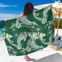 Polynesian Hawaiian Plumeria Tribal Pattern Sarong Green Version