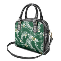 Polynesian Hawaiian Plumeria Tribal Pattern Shoulder Handbag Green Version