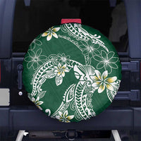 Polynesian Hawaiian Plumeria Tribal Pattern Spare Tire Cover Green Version