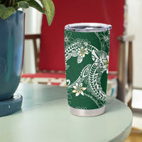 Polynesian Hawaiian Plumeria Tribal Pattern Tumbler Cup Green Version