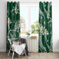 Polynesian Hawaiian Plumeria Tribal Pattern Window Curtain Green Version