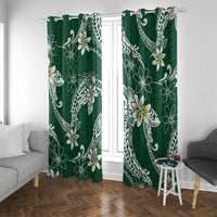 Polynesian Hawaiian Plumeria Tribal Pattern Window Curtain Green Version