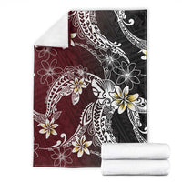 Polynesian Hawaiian Plumeria Tribal Pattern Blanket Special Wine Red Version
