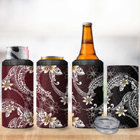 Polynesian Hawaiian Plumeria Tribal Pattern 4 in 1 Can Cooler Tumbler Special Wine Red Version