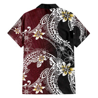 Polynesian Hawaiian Plumeria Tribal Pattern Family Matching Puletasi and Hawaiian Shirt Special Wine Red Version