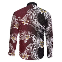 Polynesian Hawaiian Plumeria Tribal Pattern Family Matching Puletasi and Hawaiian Shirt Special Wine Red Version