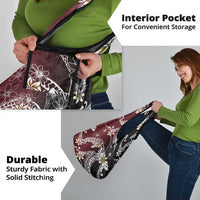 Polynesian Hawaiian Plumeria Tribal Pattern Grocery Bag Special Wine Red Version