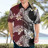 Polynesian Hawaiian Plumeria Tribal Pattern Hawaiian Shirt Special Wine Red Version