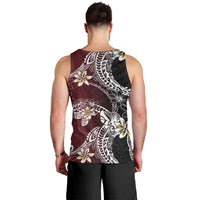 Polynesian Hawaiian Plumeria Tribal Pattern Men Tank Top Special Wine Red Version