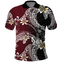 Polynesian Hawaiian Plumeria Tribal Pattern Polo Shirt Special Wine Red Version