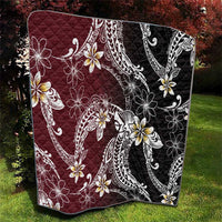Polynesian Hawaiian Plumeria Tribal Pattern Quilt Special Wine Red Version
