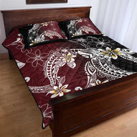 Polynesian Hawaiian Plumeria Tribal Pattern Quilt Bed Set Special Wine Red Version